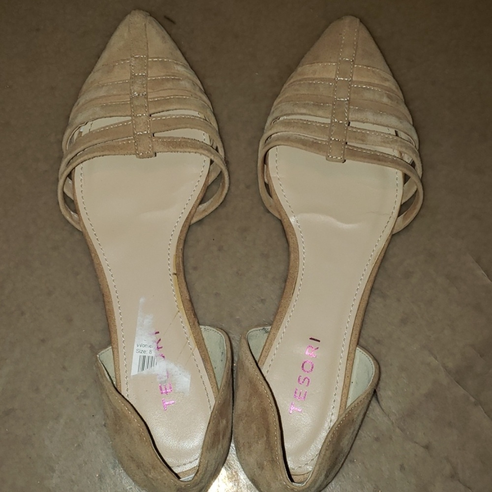 Tesori tan suede dorsay flats
